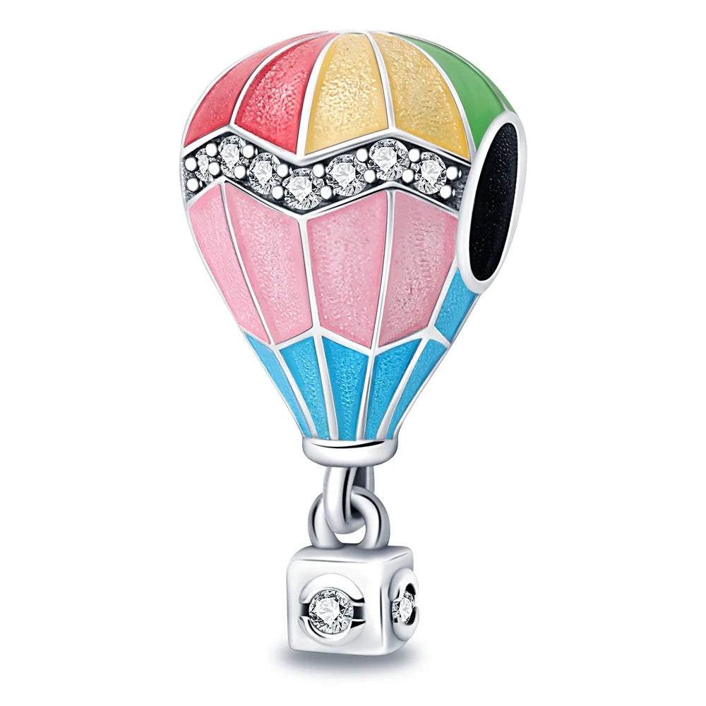 925 Sterling Silver Hot Air Balloon Sunflower Color Series Charms Beads Fit Original Wear Bracelets S925 DIY Jewelry Gifts
