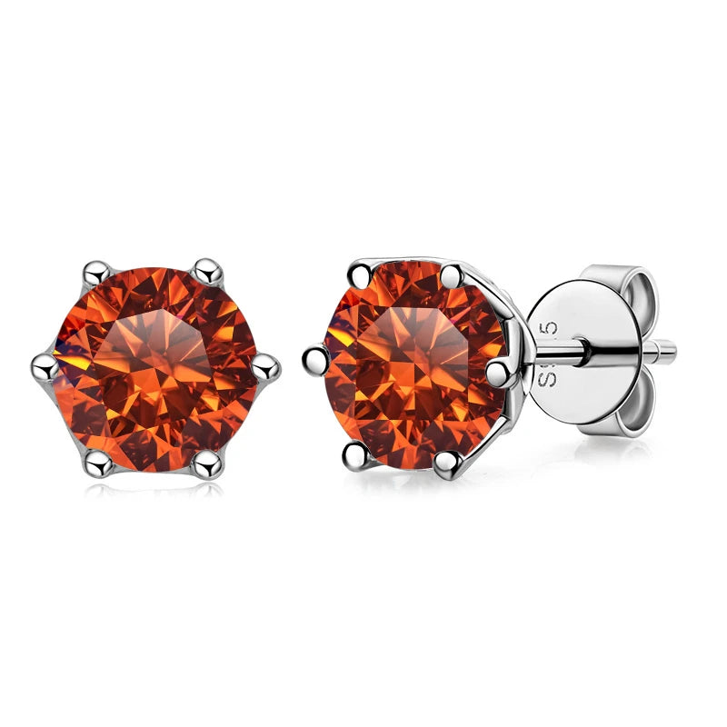 JoyceJelly 1/2/4CT VVS D Color Moissanite Russian Cut 8H8A Lab Diamond Stud Earrings For Women S925 Sterling Silver Fine Jewelry