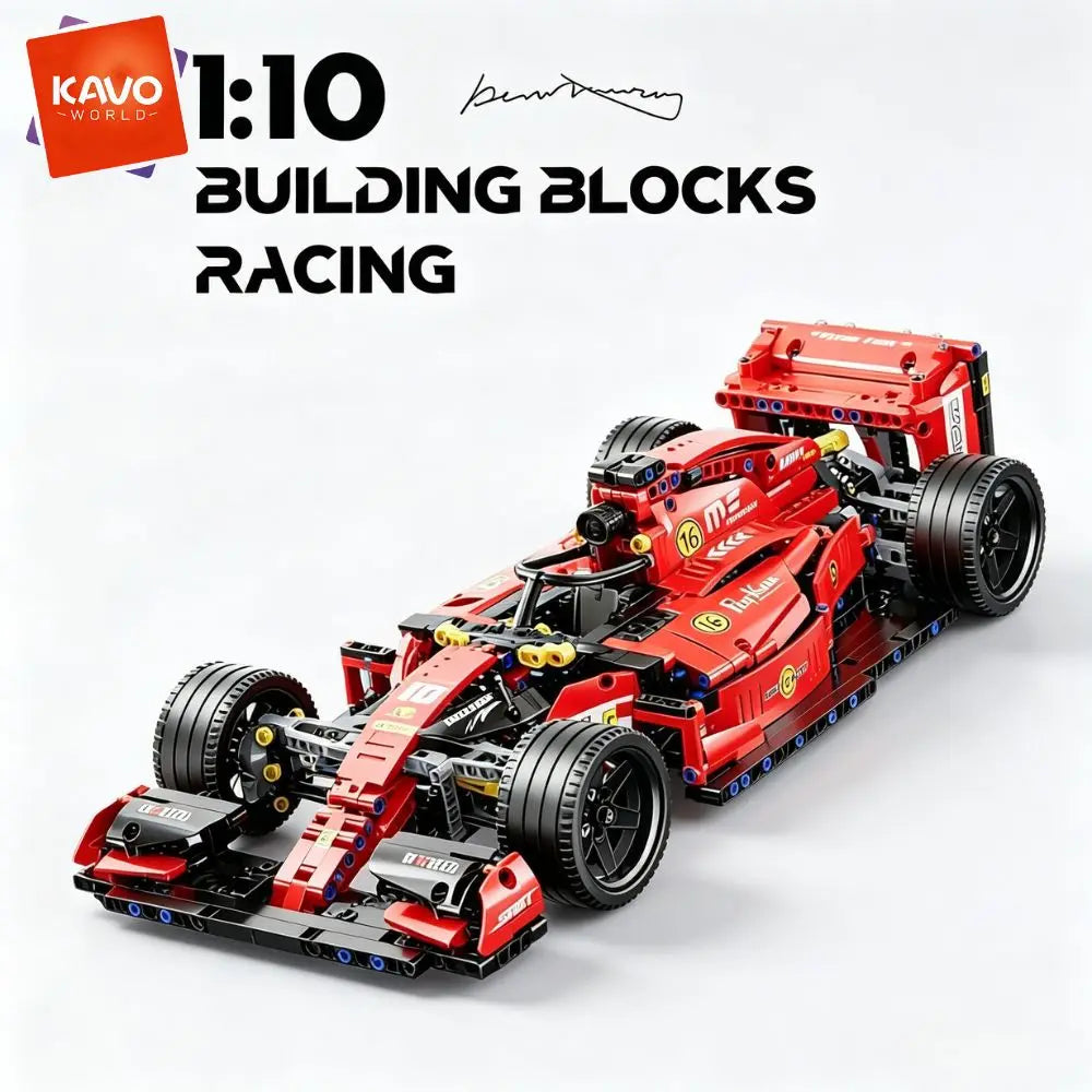 KAVOWORLD 1:10 Large Sports Racing Car Building Blocks Toy Set 1137pcs MOC Formula DIY Race Assembly Car Model Toy with Damping Suspension, Rotatable Tires, STEM Construction Bricks, Desktop Display Gift for Friends, Family Birthdays Christmas