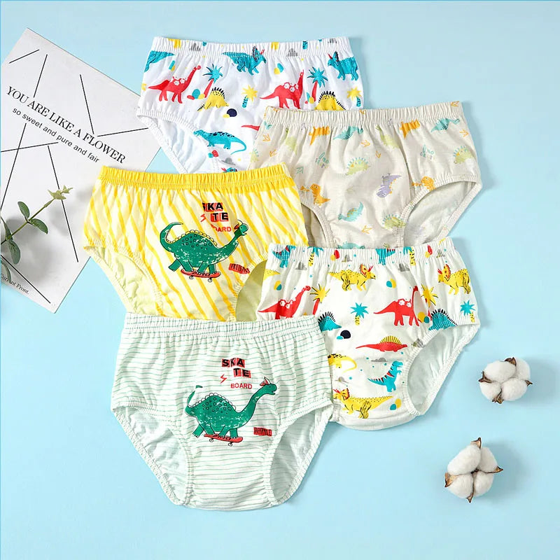 3 Pcs Children Underwear Cotton Kids Dinosaur Cartoon panties Breathable Soft Boys Briefs Boxers 2-14 Years Old Boys Panties