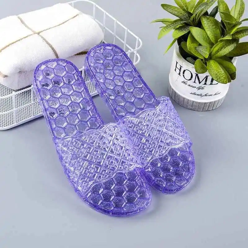 Classic Plastic Mom Slippers Women's Outdoor Fashionable Non-Smelly Old-Style Crystal Jelly Slippers Home Comfortable Sandals