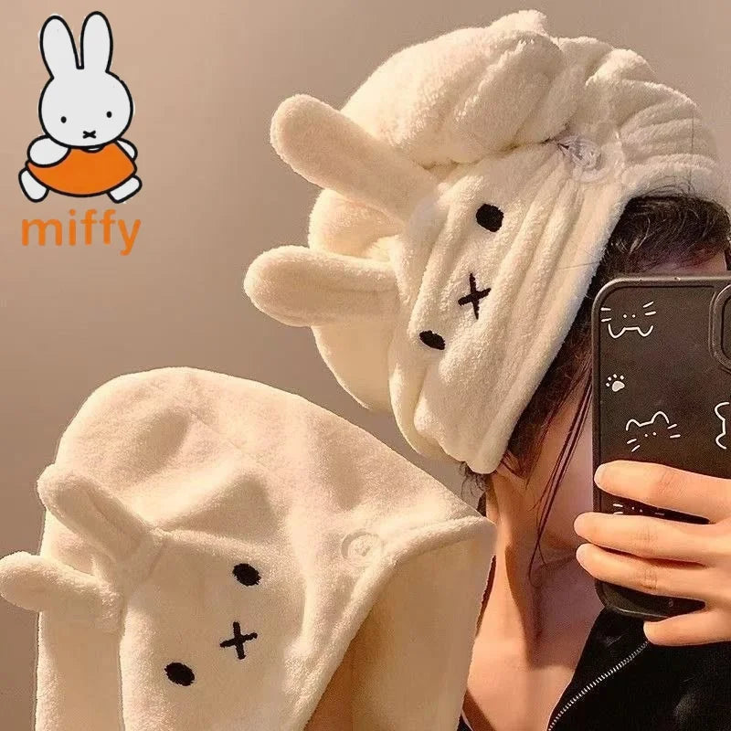 New Miffy Rabbit Cute Creative Cartoon Pattern Simple Fashion Soft Skin-Friendly Absorbent Quick-Drying Sweet Hair Drying Cap