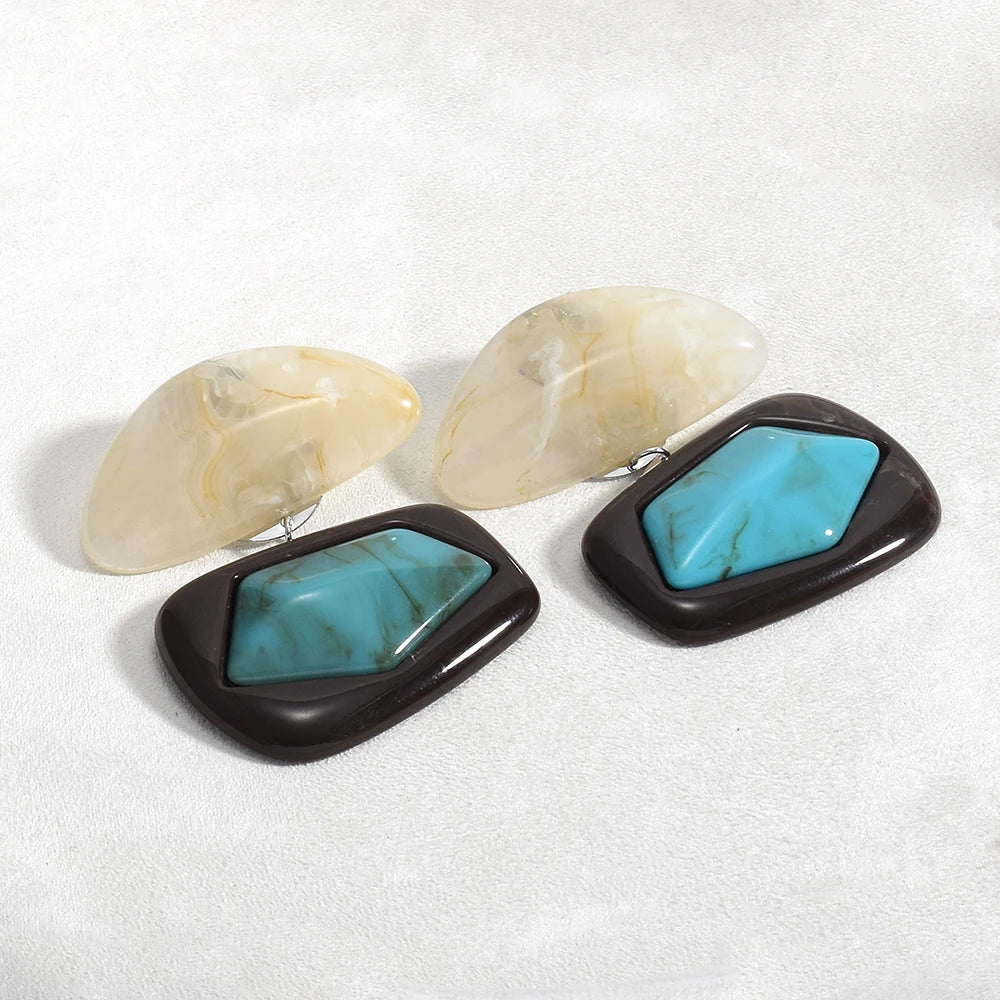 Vintage Summer Resin Drop Earrings For Women Acrylic Geometric Earrings Jewelry Gifts Accessories