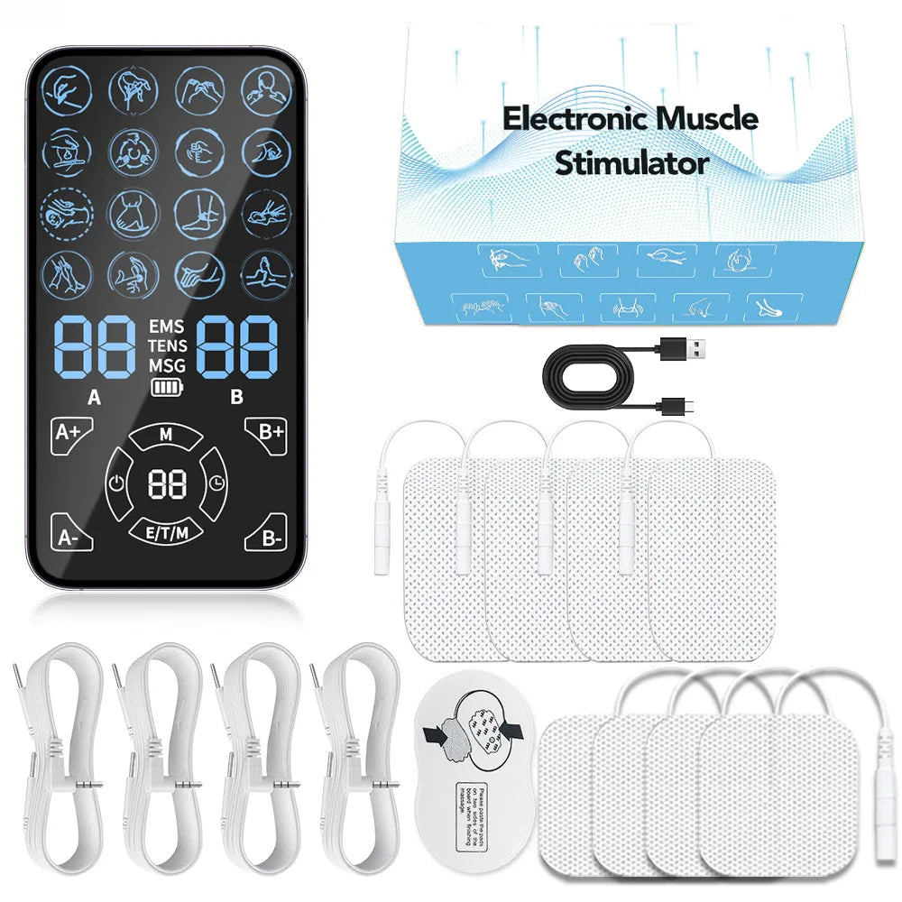 Pain Relief TENS Unit EMS Massager - Professional Muscle Stimulator For Back Shoulder Neck Fitness Recovery