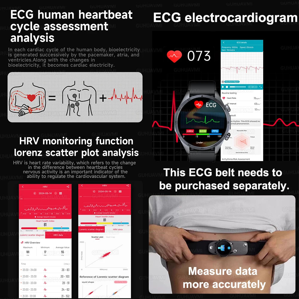 2026 NEW For Health Pulse Therapy Smart Watch ECG+PPG Blood Fats Uric Acid BT Call Sports CES Sleep Organ detection Health Watch
