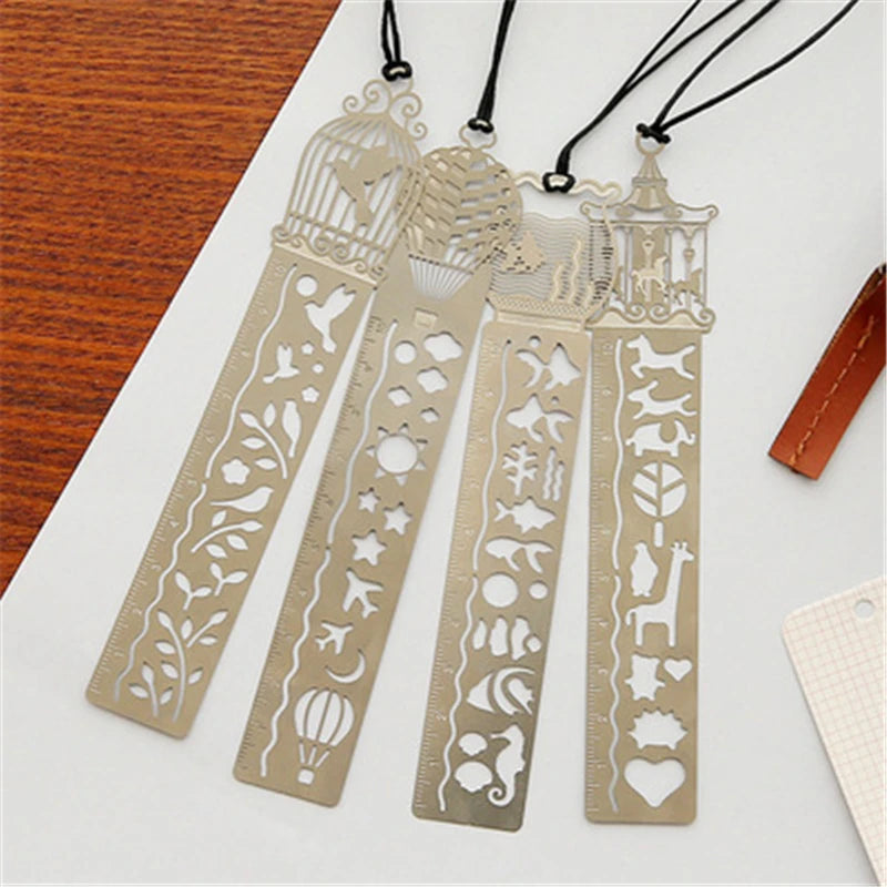 4 pcs/lot Cute Kawaii Creative Horse Birdcage Hollow Metal Bookmark Ruler For Student Gift School Supplies
