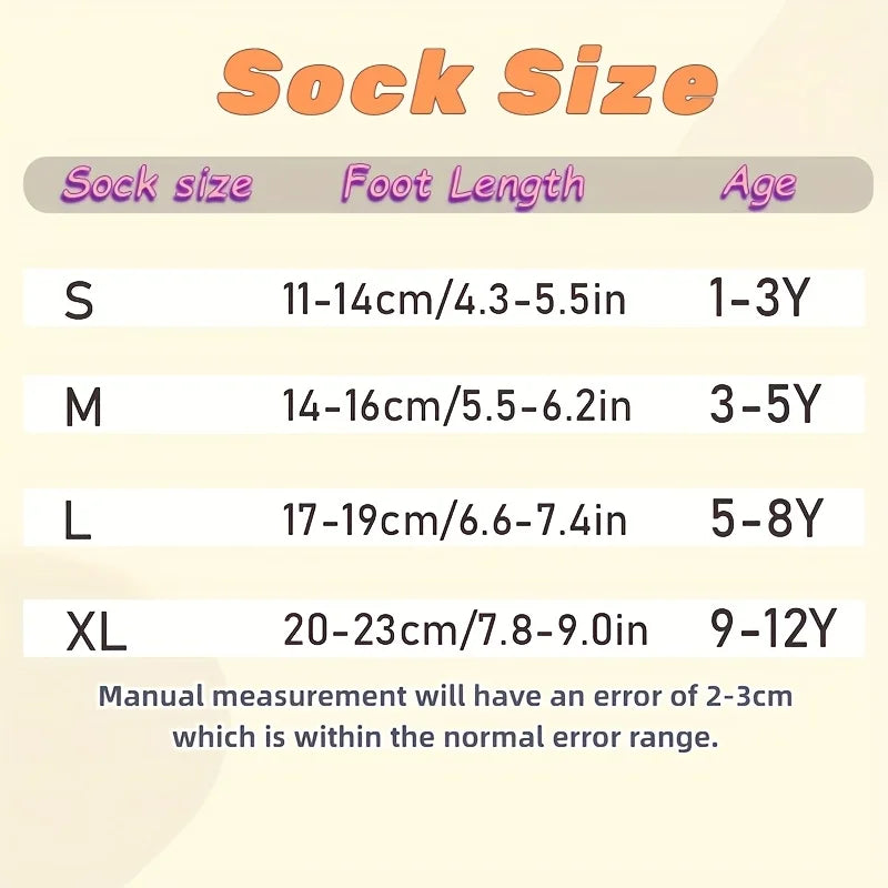 5 Pairs of Children's Floor Socks with Letter Stripes, Cartoon Big-Eyed Dinosaur Pattern, Boys and Girls Baby Toddler Soft-Soled Indoor Non-Slip Mid-Calf Socks, Suitable for Casual Daily Life