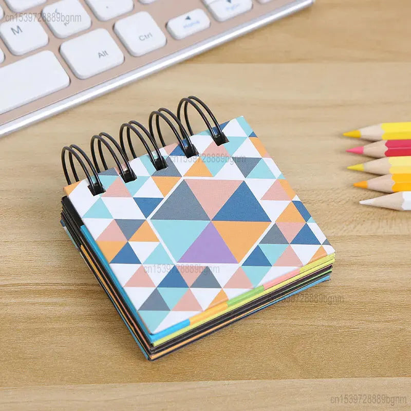 Multi-layer Colorful Paper Sticky Note Memo Pad Hard Cover Spiral Coil Mini Notebook Notepad Planner Self-Adhesive Stickers