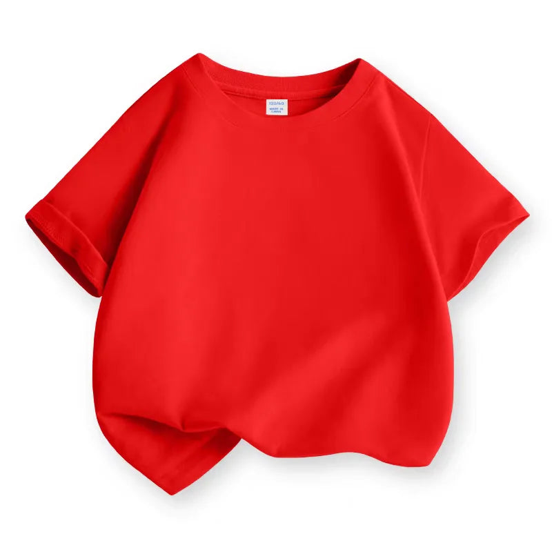 White Red Kids Boys TShirt Cotton Sport Fashion Summer Girls T Shirt Casual Short Sleeves Breathe Children’s Clothes 2-12 Years