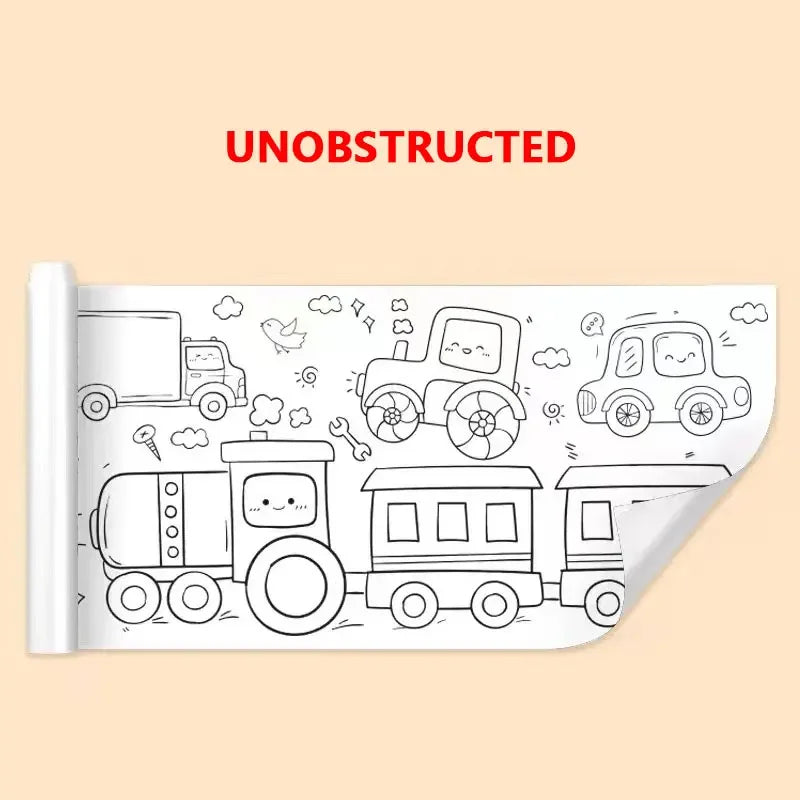 Children Drawing Roll DIY Sticky Color Filling Paper Coloring Paper Roll for Kids DIY Painting Drawing Early Educational Toys