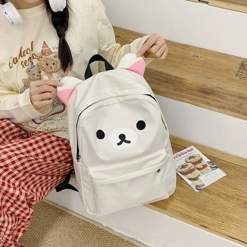 Kawaii Cute Bear Rilakkumas Backpack Large Capacity Anime Cartoon Backpack Stylish Student School Bag Shoulder Bags Schoolbag