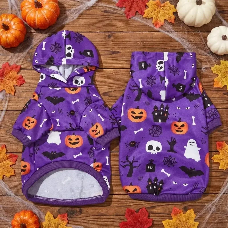 Purple Halloween Dog Hoodie Pet Hooded Sweatshirt Puppy Outfits Party Cosplay Costume Pet Clothes For Small Medium Dogs Cats