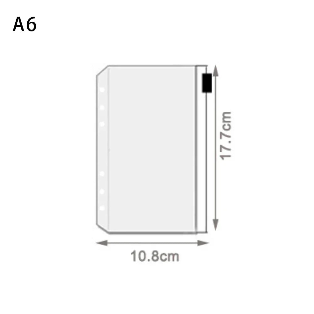 A5/A6A/A7 Transparent Loose Leaf Binder Notebook Cover Zipper Bag Note Book Journal Planner Accessories Stationery Supplies New