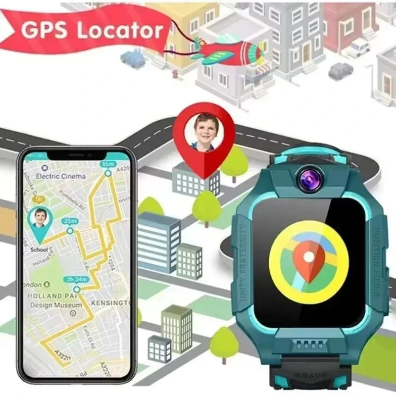 Lenovo 5G Kids Smart Watch 8K HD Camera SOS GPS Location Sim Card Call Waterproof Child SmartWatch for Boys Girls iOS Android