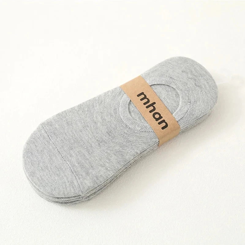 5Pair / Lot Fashion Happy Men Boat Soc Silicone Invisible  Socks Male Ankle Sock Slippers Meia
