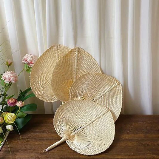 Handmade Straw Woven Fans Craft Summer Cooling Fan Bamboo Home Decoration