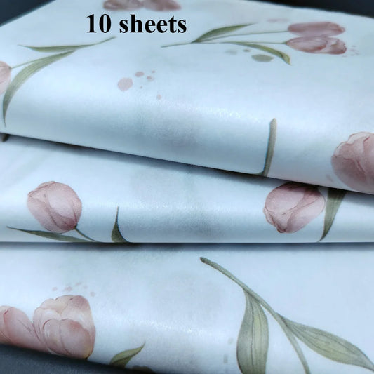 50/10pcs Tulip Pattern Thin Paper Gift Wrap, for DIY Crafts, Ideal for Valentine's Teacher'S Day Mother'S Day Birthday Presents