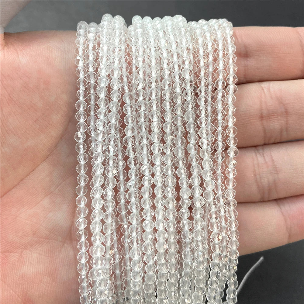 2mm 3mm 4mm Faceted Natural Stone Pink Rose Quartzs Crystal Beads Round Amethysts Loose Beads for DIY Jewelry Making Necklace