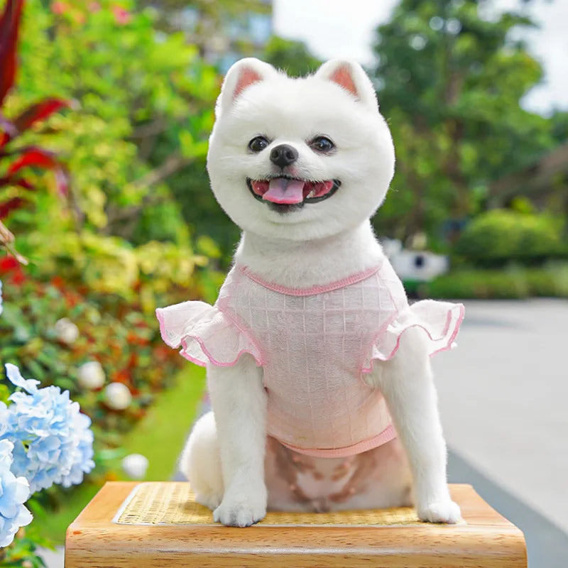 Dog Cooling Vest Thin Print Dog Clothes Summer Fashion Pet T Shirt Fly Sleeves Girls Dog Clothing Chihuahua Bichon Puppy Vests