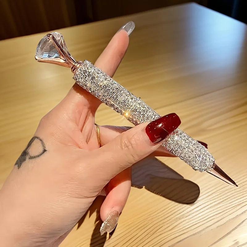 1 Rhinestone Elegant Twist-Cap Ballpoint Pen, Rhinestone Ballpoint Pen with Black Ink, Durable Writing Tool for Girls and Students, Rhinestone Pen, Office Stationery, Luxurious Writing Tool, Durable Writing Tool
