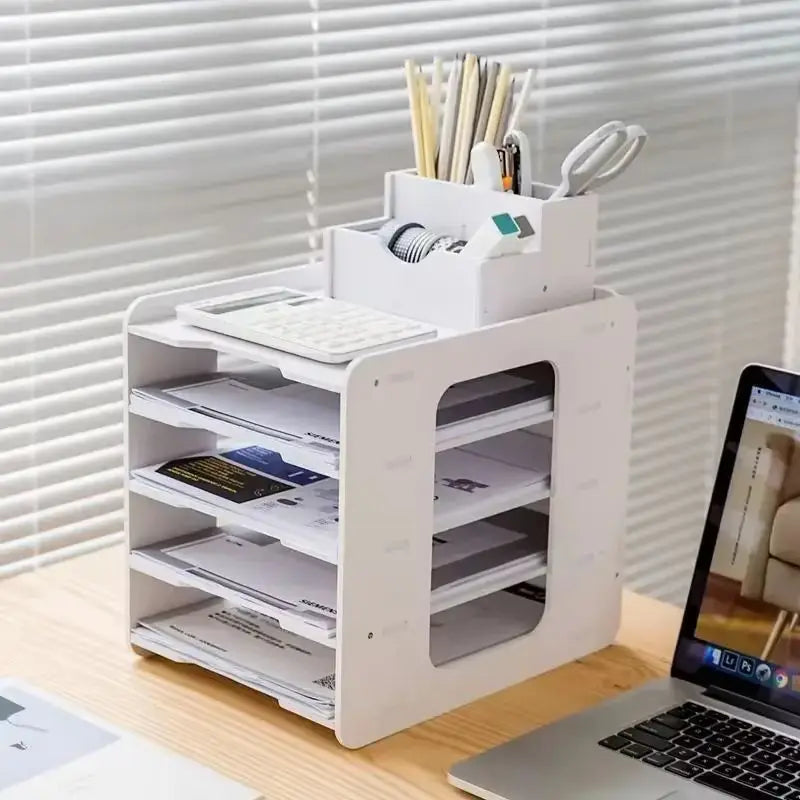 New Office Desktop File Rack Multi-Layer Folder Storage Box Desktop Finishing Artifact Office Supplies Storage Rack