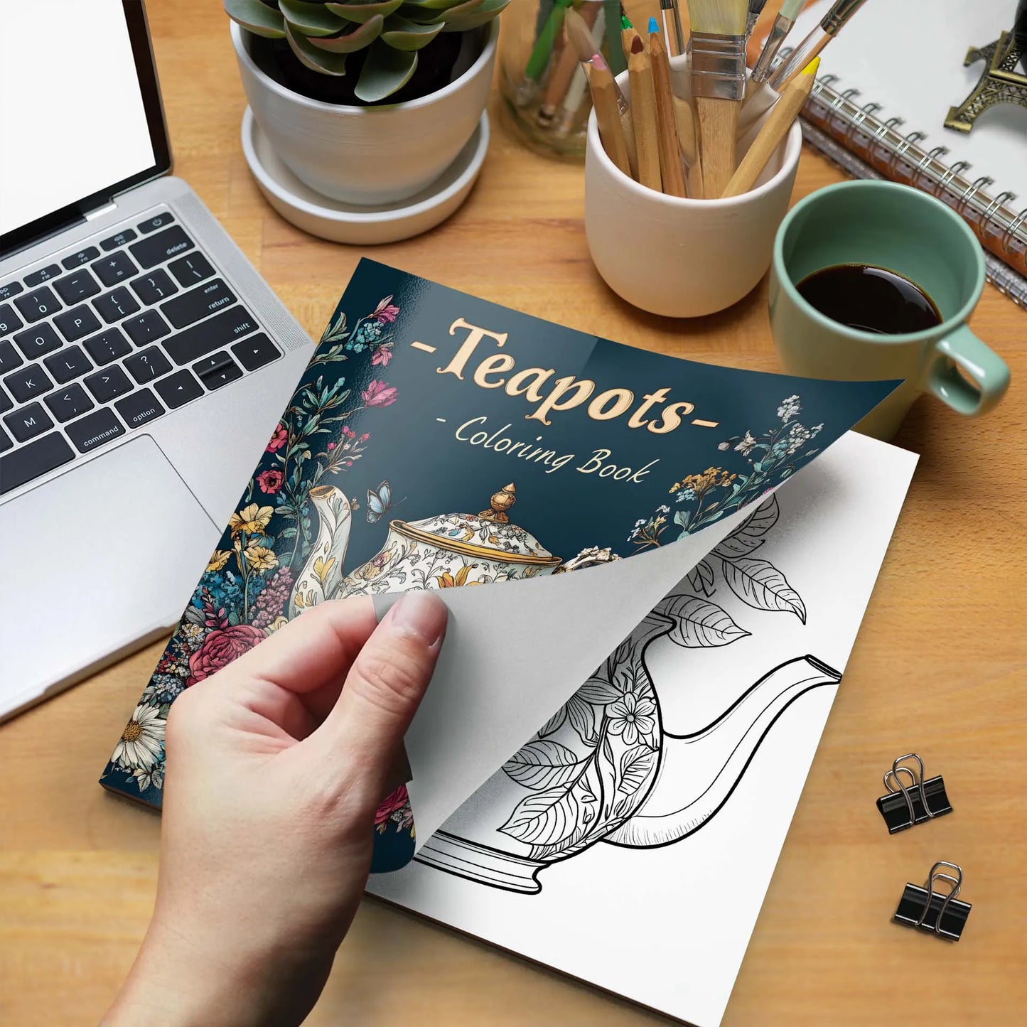 Teapots Coloring Book 24 Pages Art Adult Picture Book Gift For Birthday Party Relieve Stress Kill Time Graffiti Painting Drawing