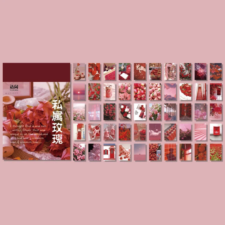 Yoofun 50 Sheets Natural Scenery&Art Paintings Stationery Stickers Book Aesthetic Landscape Cute Scrapbooking Planner Journaling