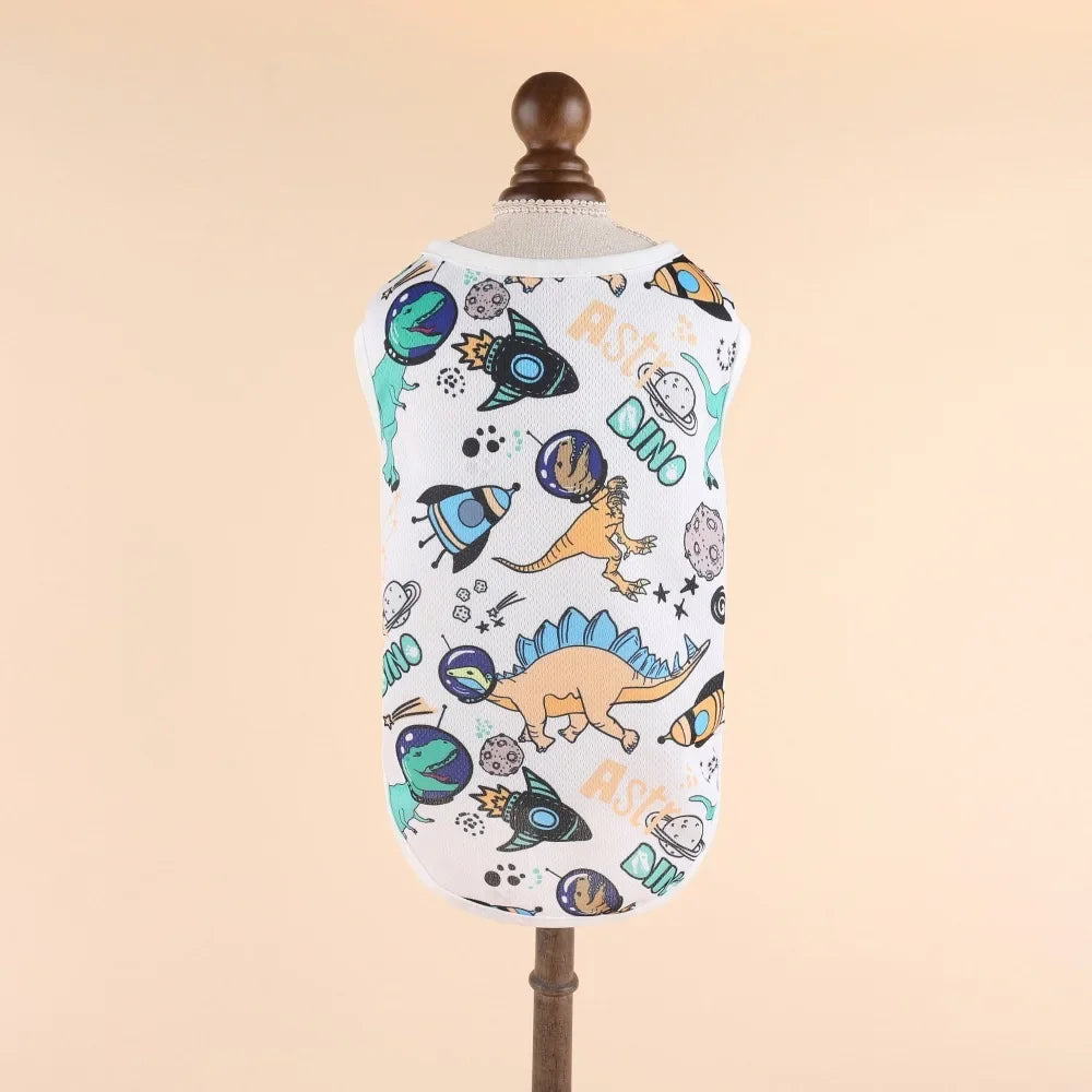 Cooling Summer Pet Dog Vest Cartoon Soft Cat Clothing Summer Casual Shirts Small Medium Large Dogs Puppy French Bulldog Clothes