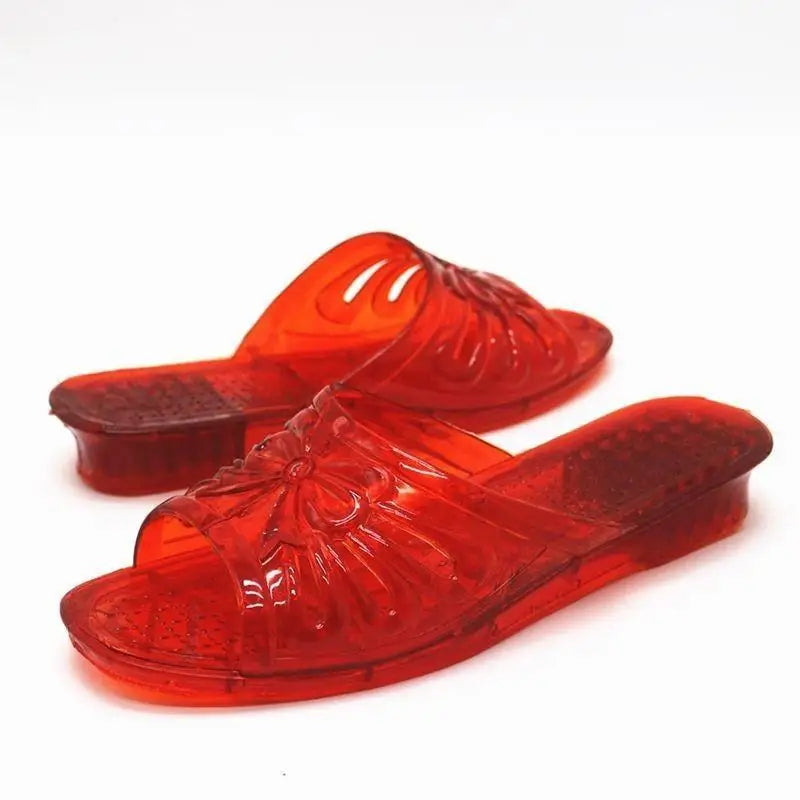 Classic Plastic Mom Slippers Women's Outdoor Fashionable Non-Smelly Old-Style Crystal Jelly Slippers Home Comfortable Sandals