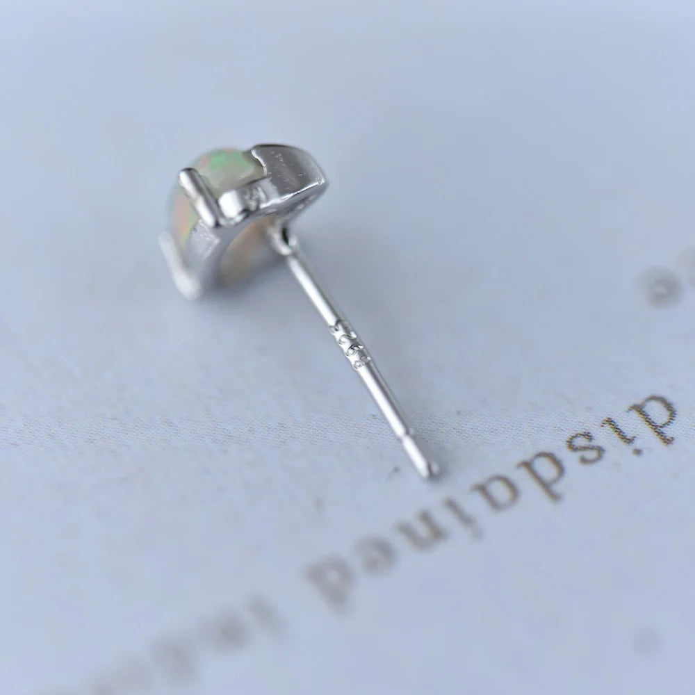 ITSMOS Opal Earrings s925 Sterling Silver Post Natural Fire Opal Cute cat Studs Delicate Simple Jewelry Women Lovely Gift