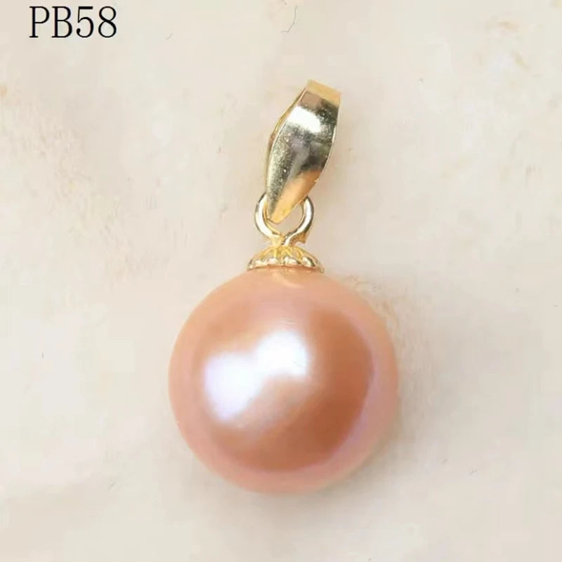 Natural Colorful 9-10mm Edison Round Light Slight Flaw Freshwater Pearl S925 Sterling Silver Simple Buckle Pendant Jewelry Gifts