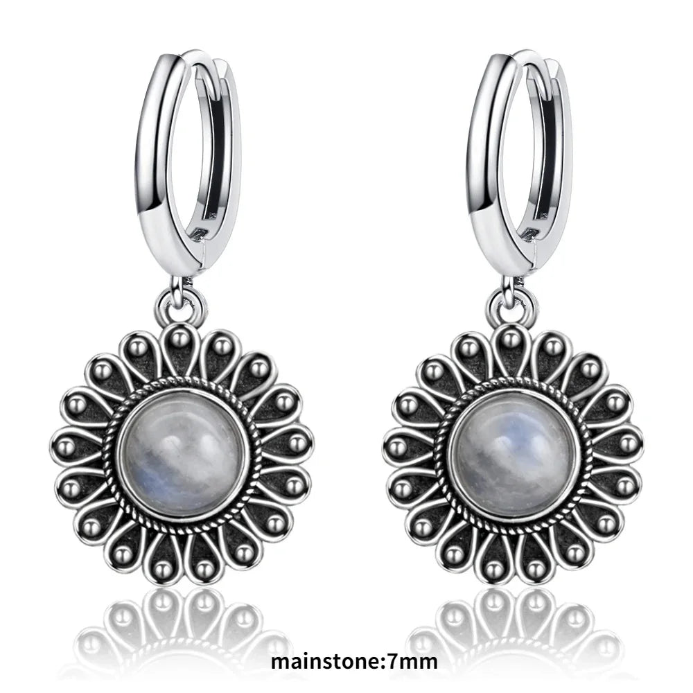 New Elegant Natural Kyanite S925 Silver Drop Earrings for Women Vintage Jewelry Wedding Engagement Hoop Earrings Gifts