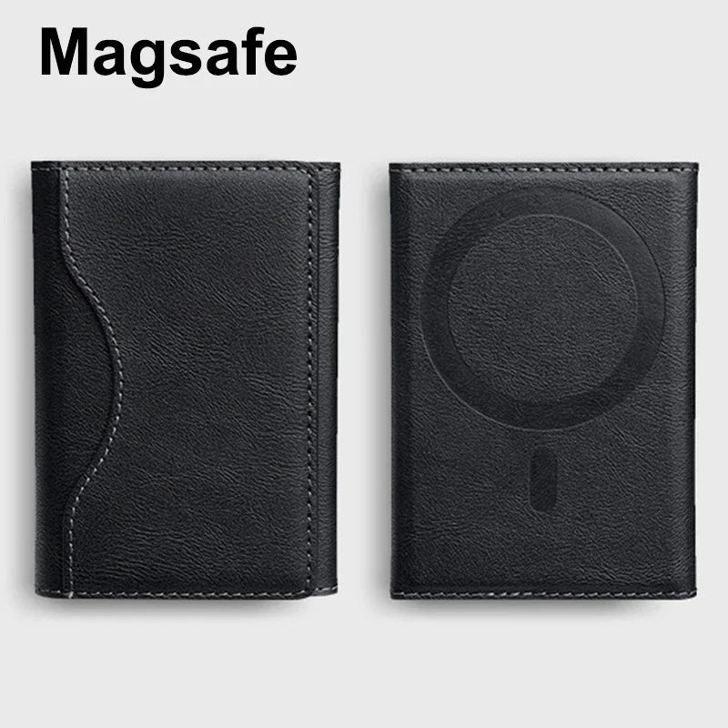 Men Magsafe Card Holder Unisex PU Leather Magnetic Cardholder Card Bag Wallet for Apple for Phone 16 15 14 13 12 Pro Max Mini