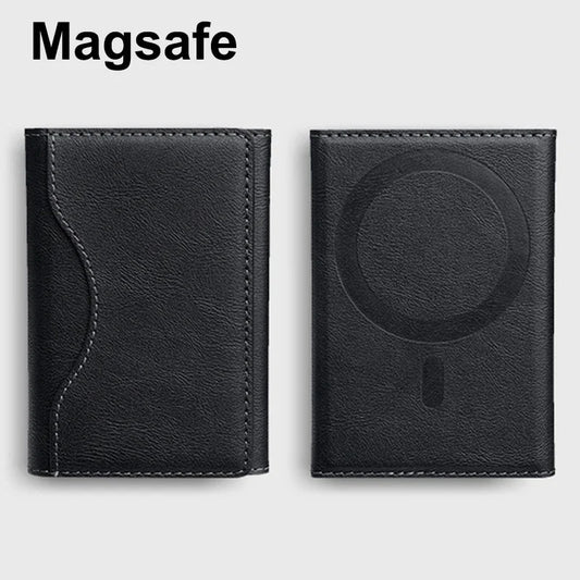 Men Magsafe Card Holder Unisex PU Leather Magnetic Cardholder Card Bag Wallet for Apple for Phone 16 15 14 13 12 Pro Max Mini