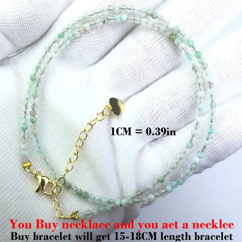 HOT Natural Stone 2mm Faceted Beads Necklace Crystal quartz Garnet agate Beaded Chains Fashion Simple Men Women Jewelry Gifts