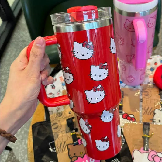 New 40oz Vacuum Hello Kitty Insulated Tumbler Stainless Steel Insulated Water Bottle Vacuum Thermal Flask For Women Men