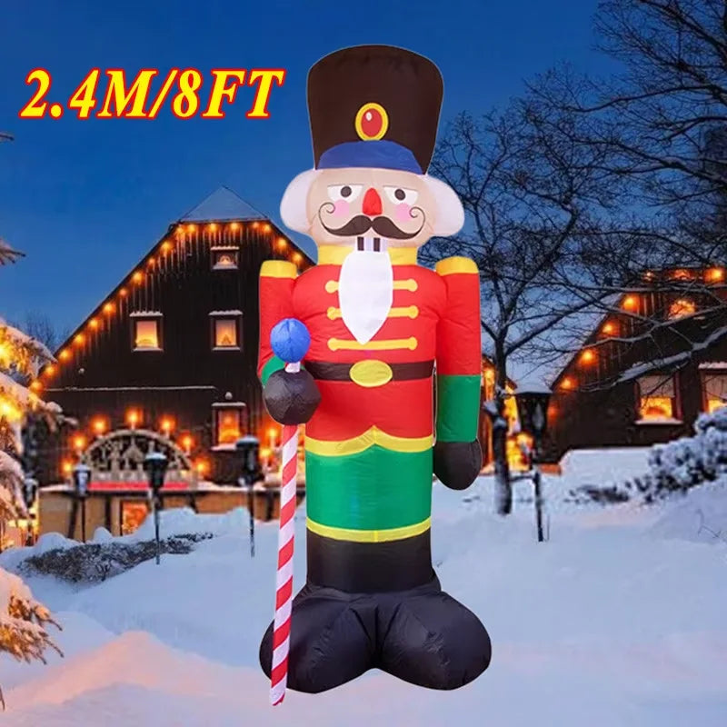 Christmas Inflatables Gingerbread Man with Gift Pack Outdoor Decorations Xmas Yard Decorations with LED Lights for Lawn