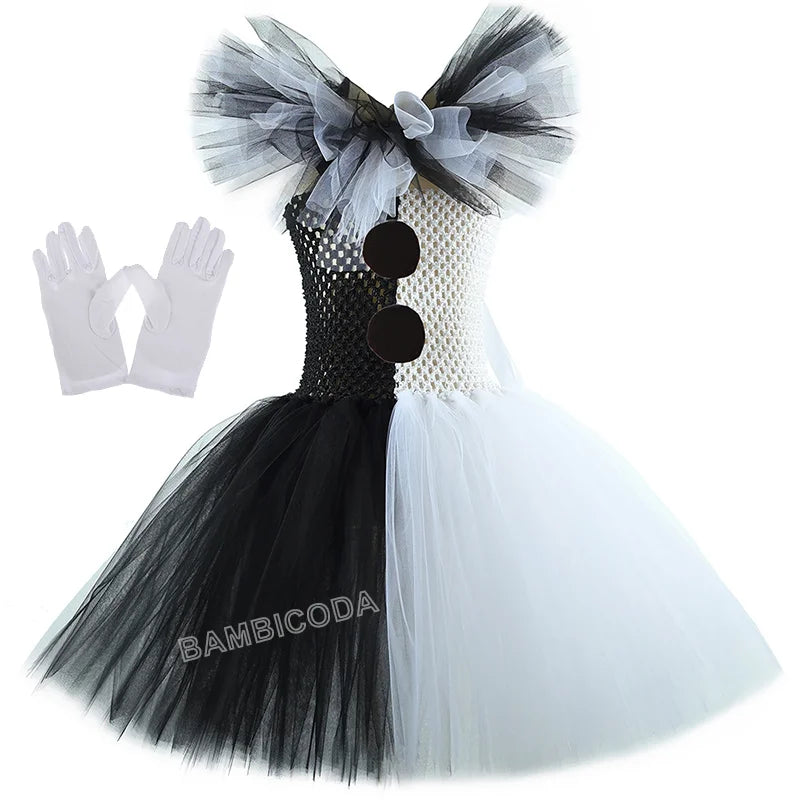 The Clown Costume Terrifier Art Girl Black White Fancy Tutu Dress Horror Joker Dress for Girls Halloween Carnival Party Costumes