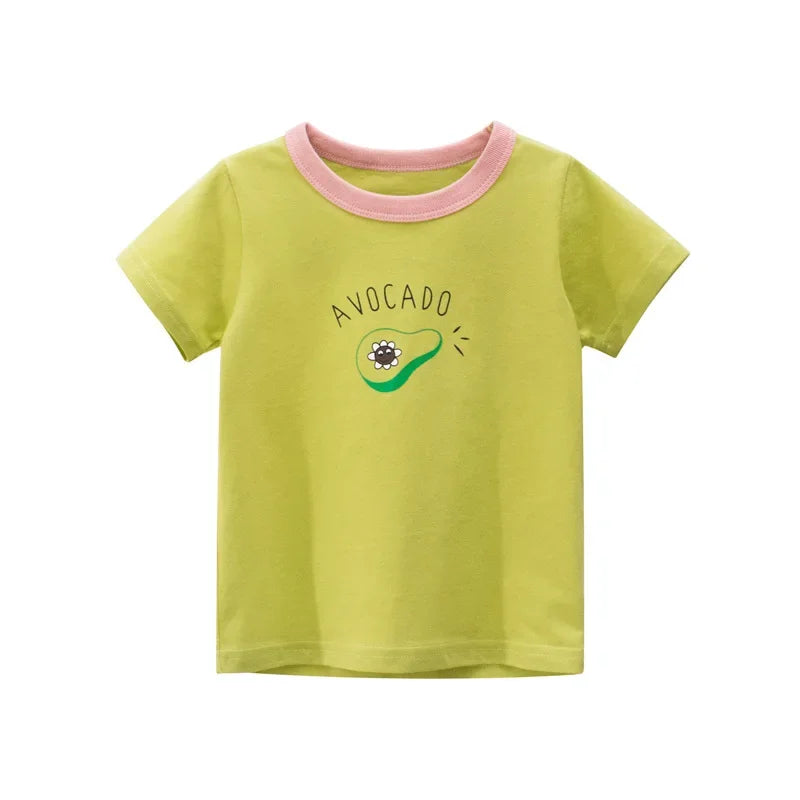 2-8T Heart Print Girls T Shirt Summer Toddler Kid Baby Clothes Short Sleeve Cotton Tshirt Childrens Cute Tee Top Infant Outfit