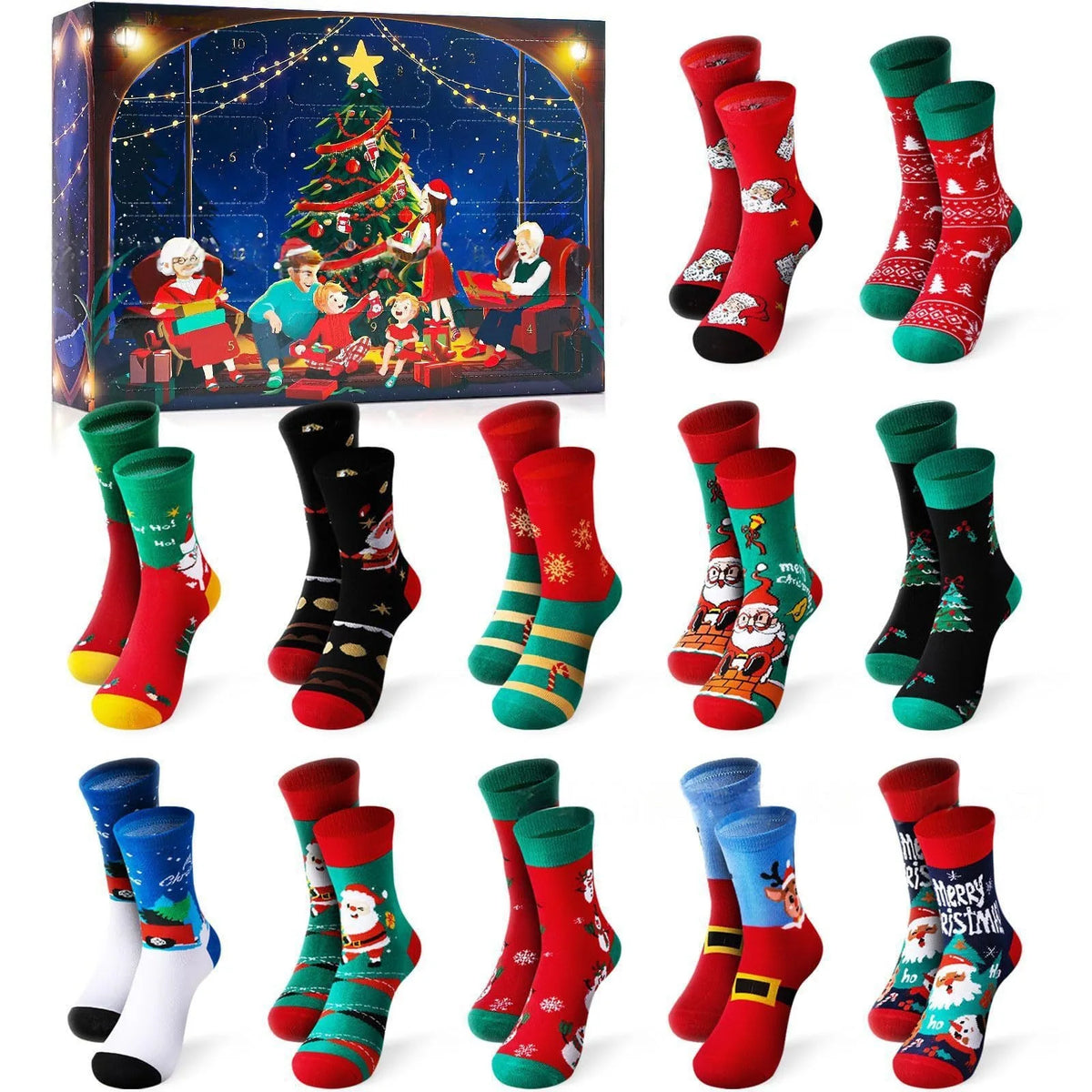 2026 Socks Advents Calendar For Adults Men Women Fun Colorful Unisex Socks For Cozy Winter Evenings