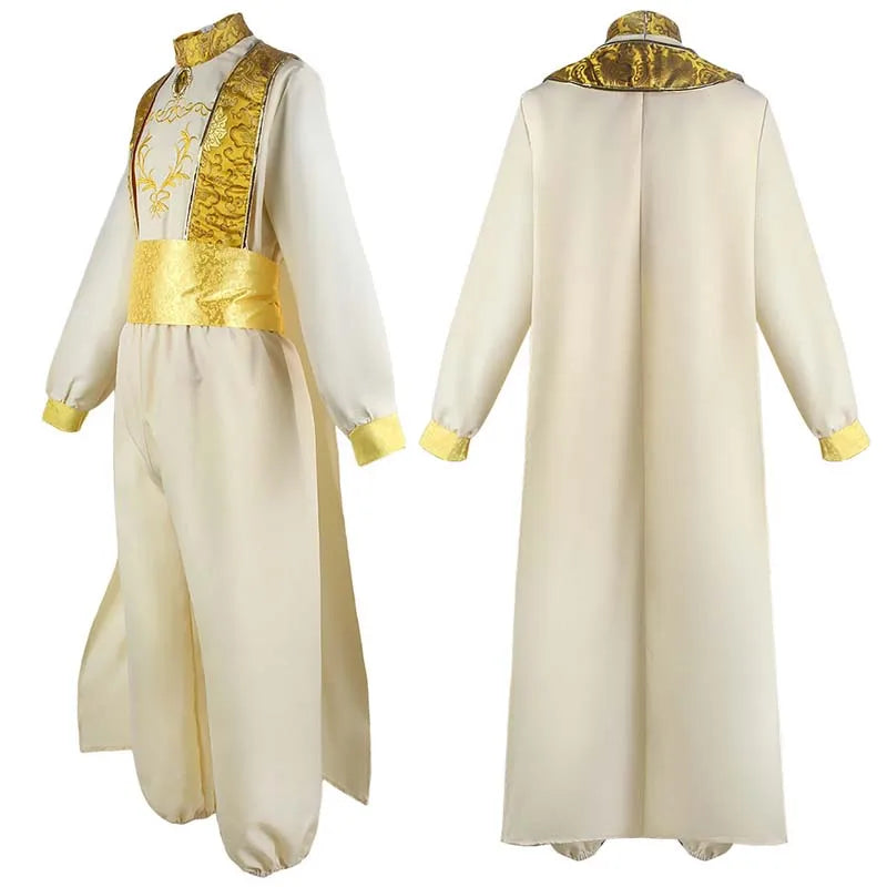 Adult Arabian Prince Costume – Hat, Coat, Pants & Belt Set for Halloween & Stage, S–XXL