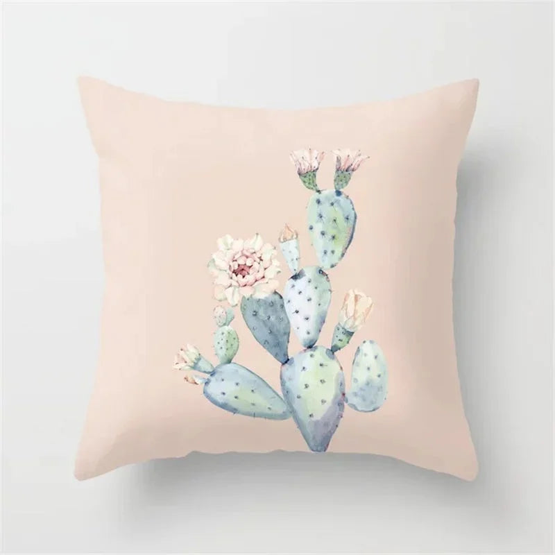 Cactus Flower Pattern Summer Decorative Cushions Pillowcase Polyester Cushion Cover Throw Pillow Sofa Decoration Pillowcover