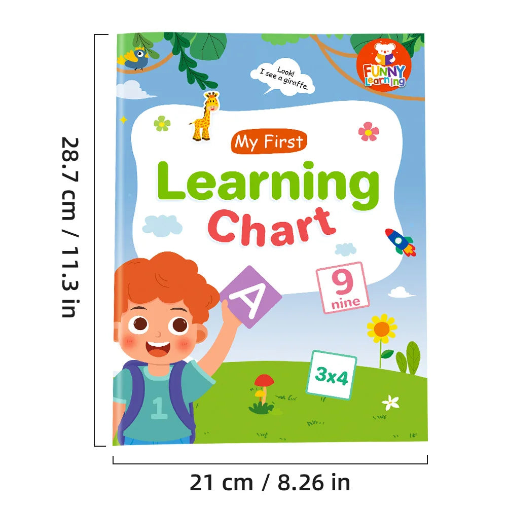 1 Book My First Learning Chart and Phonics Educational Teaching Aids Vocabulary Building Poster Set, Homeschool Study Activity