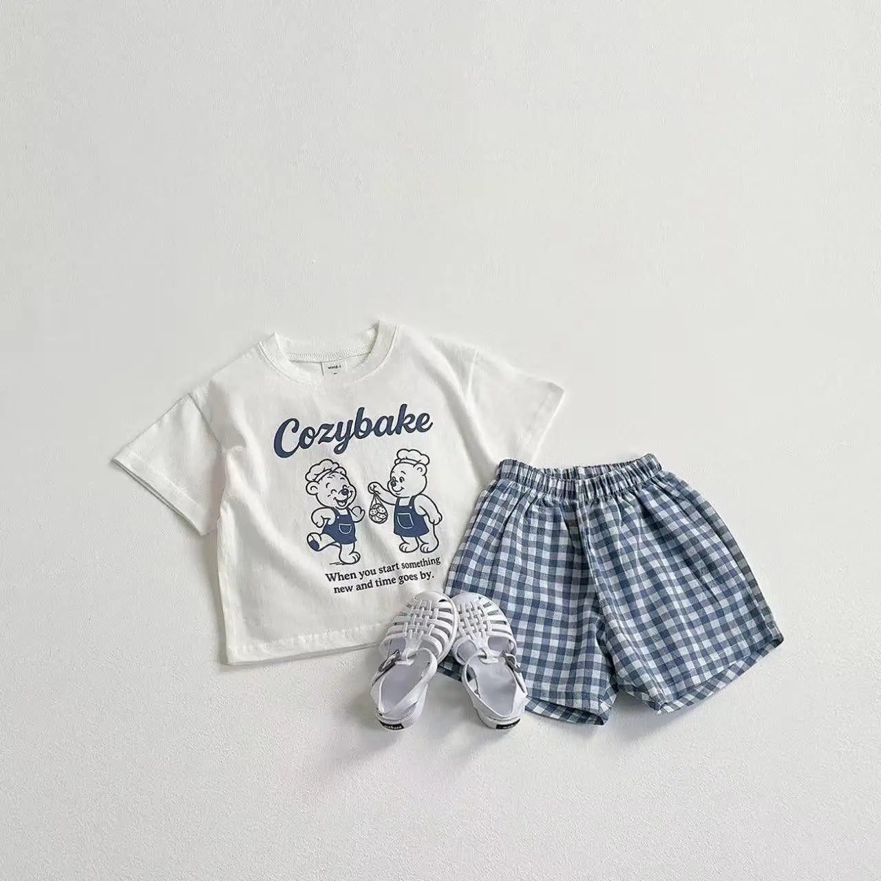 2025 New Summer Clothing Short Sleeve Suit Print Cartoon T-shirt + Shorts Kids Two Piece Set Children's Clothes Casual Tracksuit