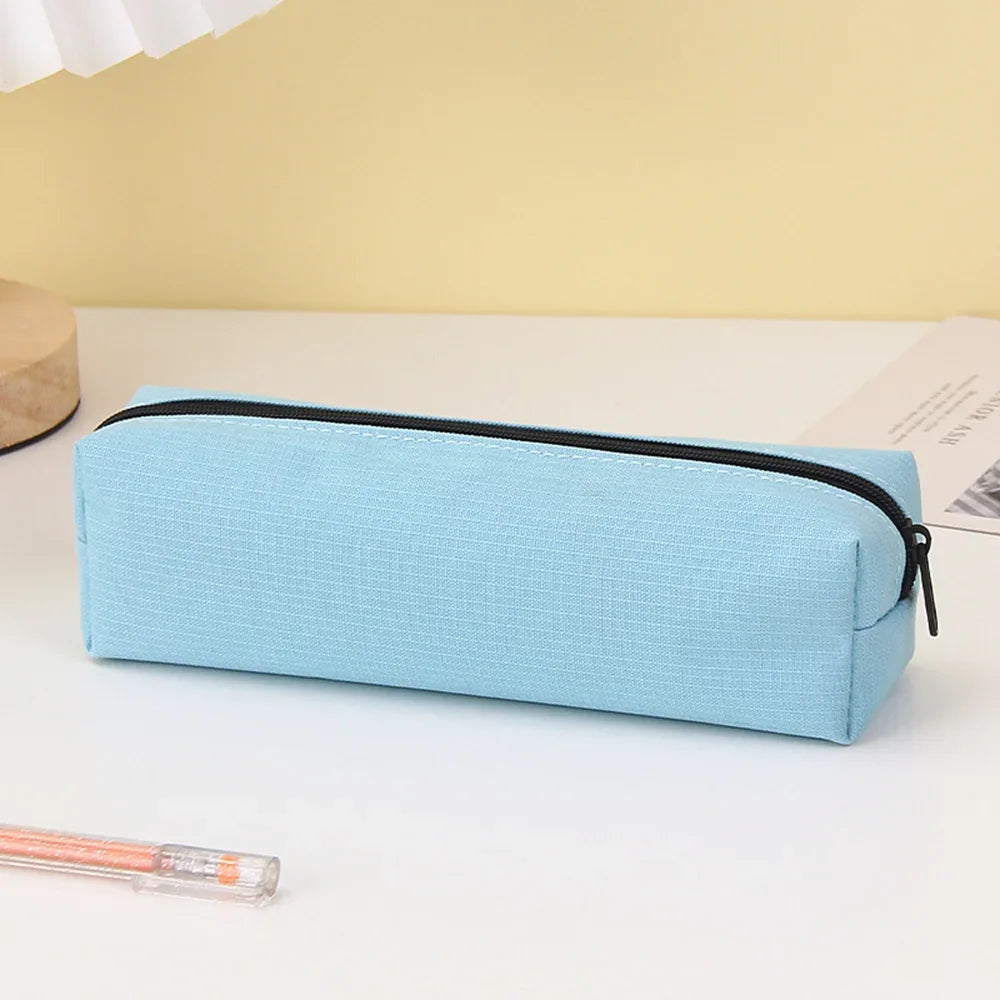 Solid Color Pencil Case Simple Pencil Bags For Student New Stationery School Supplies Kids Gift Zipper Big Cosmetic Bag