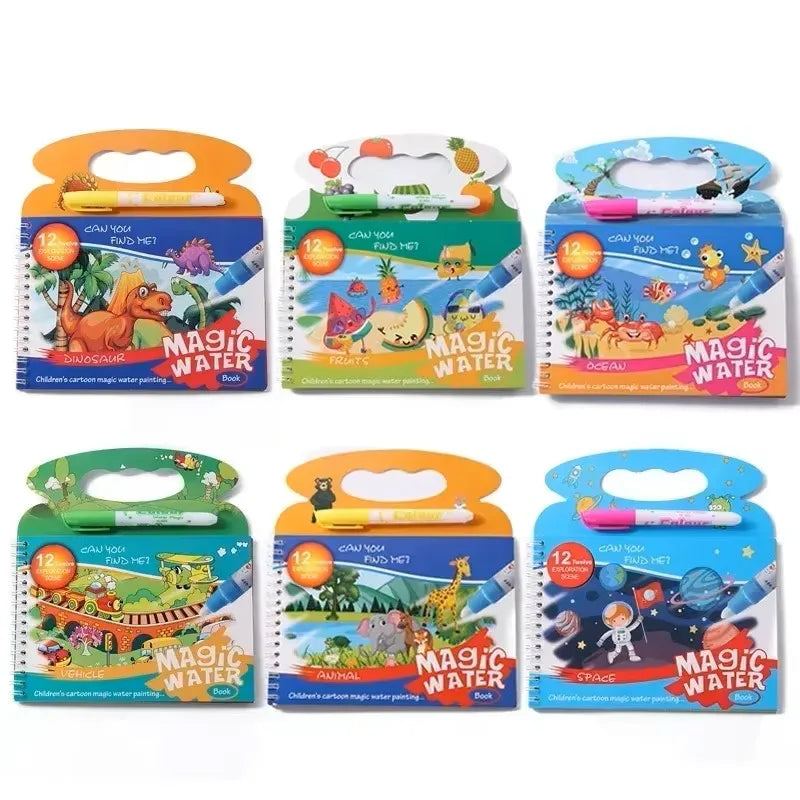 Magical Water Painting Book Toddler Early Education Toys Reusable Magic Drawing Coloring Book for Kids Children Montessori Toys