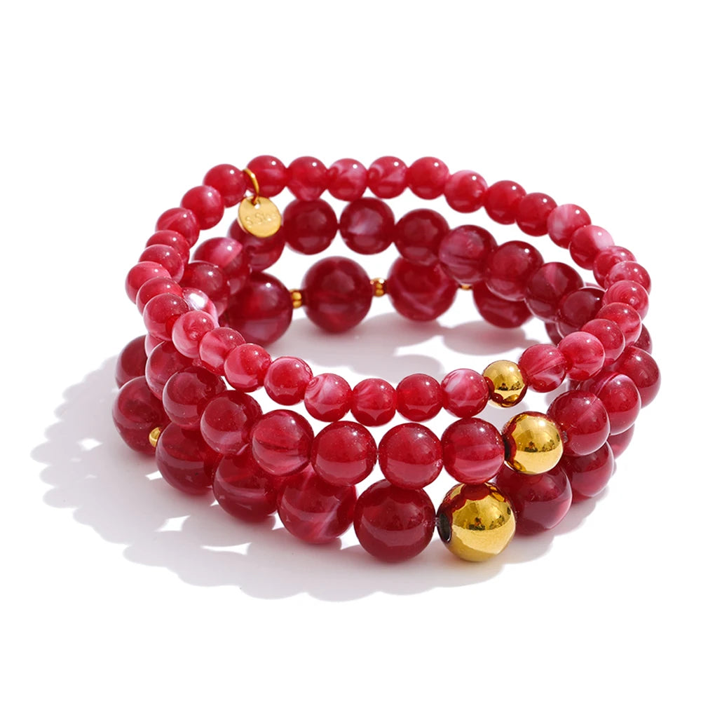Yhpup 7 Color Fashion Beads Layered Statement Necklace 2025 Tarnish Resistant Charm Resin Trend Jewelry Christmas Gift for Women
