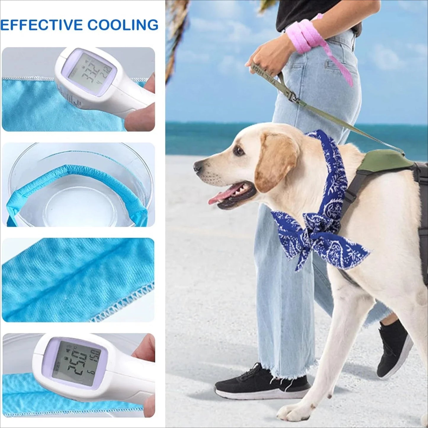 1-20PCS Summer Pet Cooling Scarf for Cats Dogs Ice Collar Cartoon Design Breathable Heat Relief Outdoor Travel Accessory