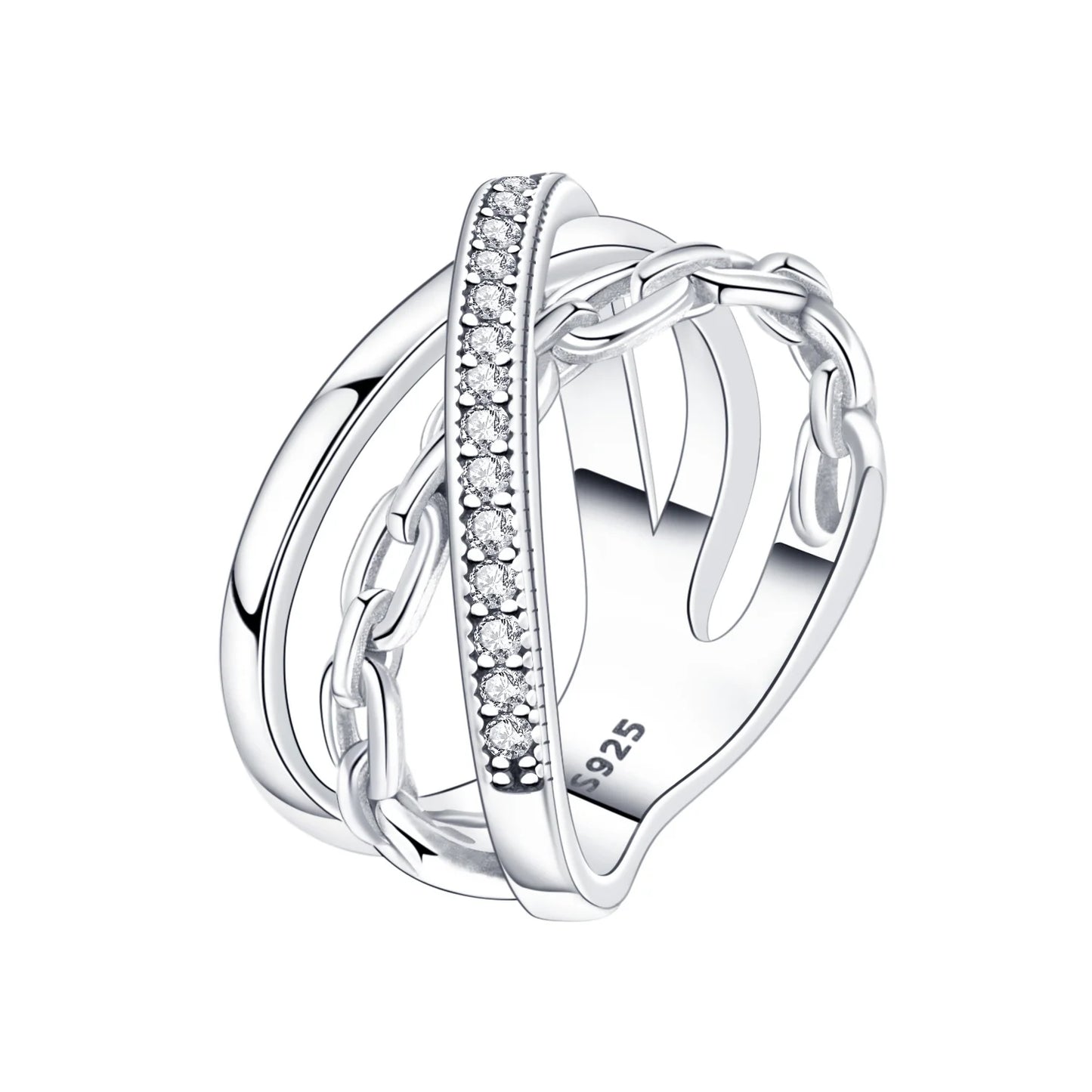 Orstarry S925 Sterling Silver Double Layered Cross Closed Ring For Women Finger Ring Personality Jewelry Party Trendy Gifts