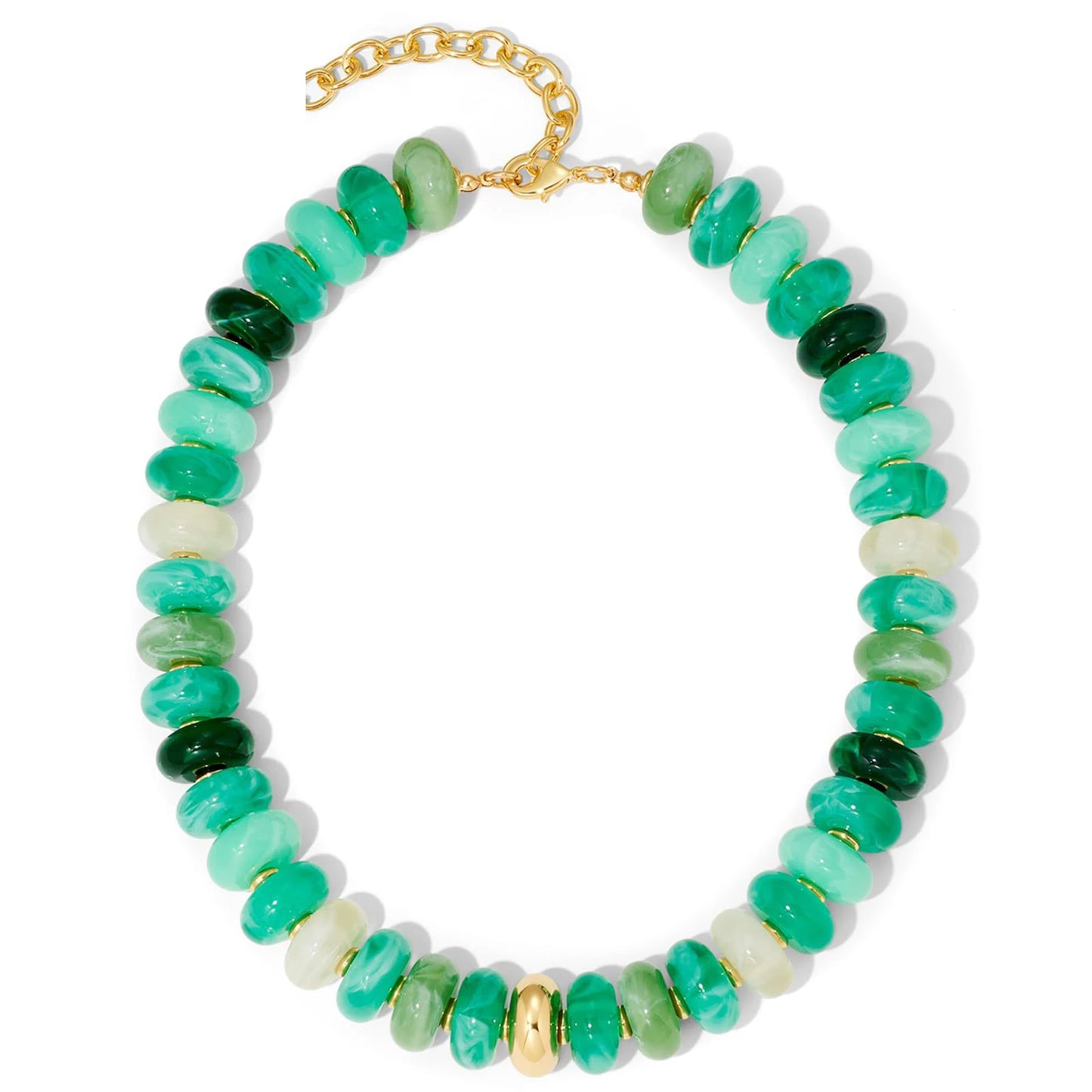 Chunky Colorful Beaded Choker Necklace Women Summer Trendy Round Resin Beads Chain Necklaces Statement Jewelry Gift for Vacation
